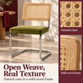 thumbnail image 3 of Olive Green Velvet Modern Rattan Dining Chairs Set of 4, Cane Back, Dinning Chairs, Sillas de Comedor, Upholstered Mid Century Modern Dining Room Chair, Chrome Metal Kitchen Chair, 3 of 9