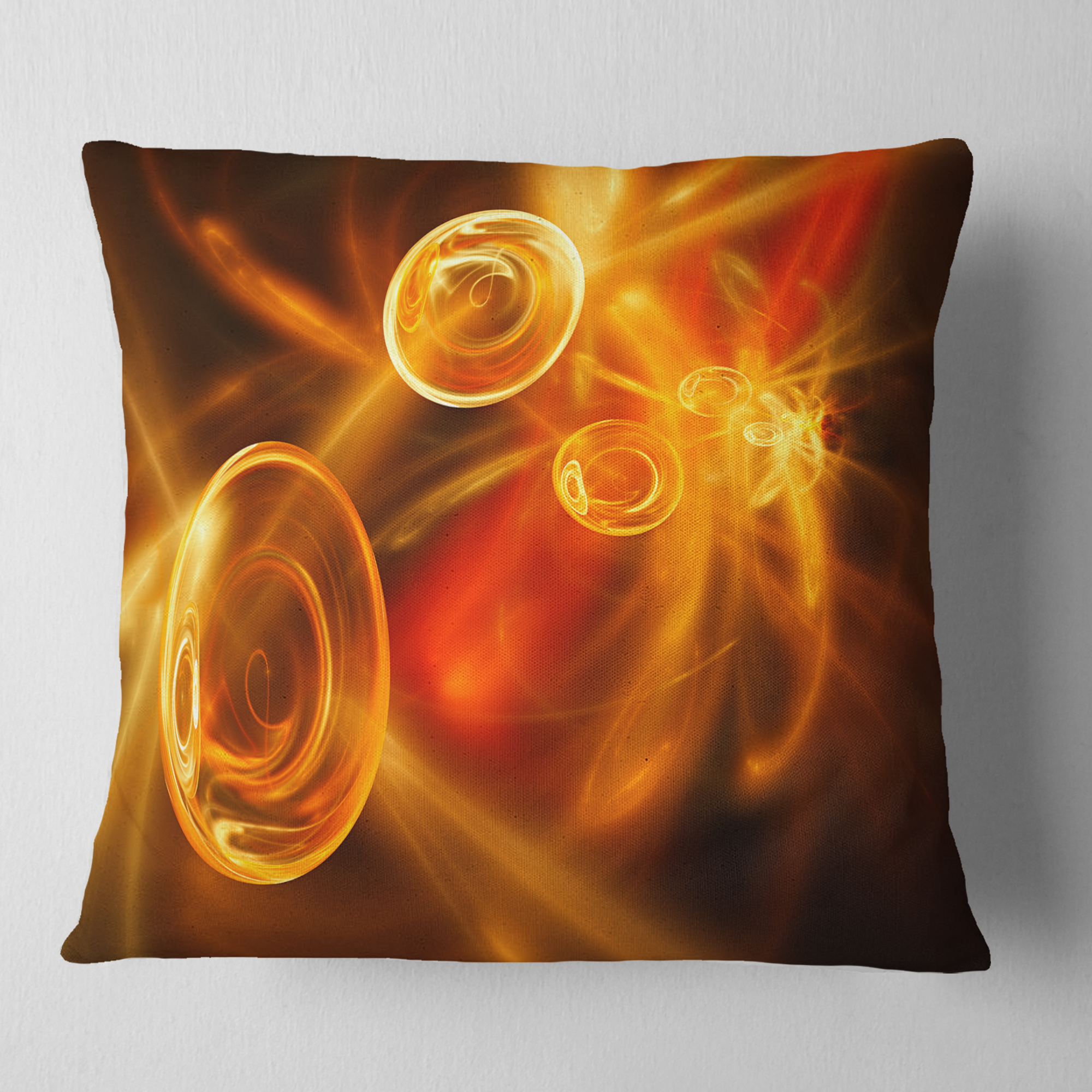 Designart Yellow Fractal Desktop - Abstract Throw Pillow - 16x16