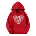 thumbnail image 2 of Cavosen Sweatshirts for Kids Pullover Girls Boys Toddler to Big Kids Long Sleeve Hooded Sweatshirts Heart Print Hoodies Trendy Sweatshirts Tops with Pocket Soft Clothes Red 9T, 2 of 4
