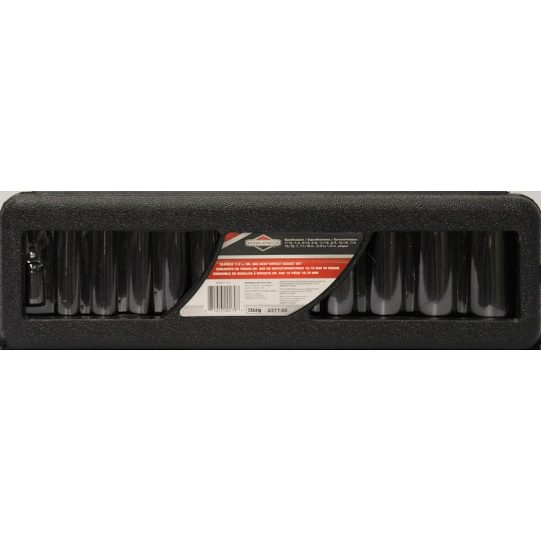 Briggs & Stratton BSAT110 12-Piece 1/2 in. Drive SAE Deep Impact Socket Set Briggs & Stratton BSAT110 12-Piece 1/2 in. Drive SAE Deep Impact Socket Set