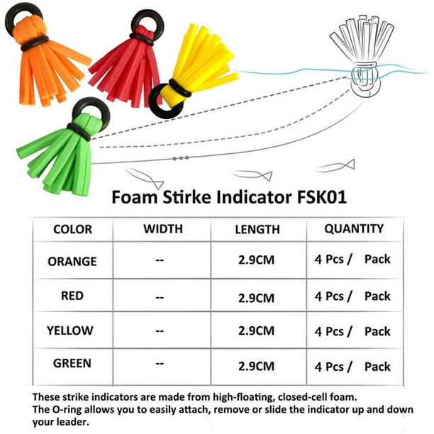 4x Portable Nylon Floating Strike Indicator Floats Fly Fishing Accessories  Color:Foam-Style-yellow 
