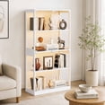 thumbnail image 6 of Set of 2 Glass Display Cabinet 4-Tier, Curio Cabinets with Glass Doors, Storage Cabinet with 3 Color Lights, Human Body Sensor & Charging Ports,for Collectibles/Toys/Books, 6 of 10