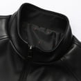 thumbnail image 7 of JIKNTTR Men Coats Plus Size Fall Stand Up Collar Trendy Solid Color Casual Zipper Leather Jacket Comfy Outerwear, 7 of 7