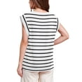 thumbnail image 2 of Fancyglim Women Cap Sleeve Tank Tops Loose Fit Crew Neck Summer Basic Tee Shirts Black Striped Medium, 2 of 7