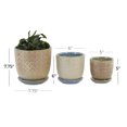 thumbnail image 3 of DecMode 8", 6", 5"H Indoor Outdoor Beige Ceramic Planter with Attached Saucer (3 Count), 3 of 8