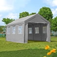 thumbnail image 5 of ADVANCE OUTDOOR 10x20 ft Heavy Duty Carport with Roll-up Ventilated Windows & Removable Sidewalls Car Canopy Garage Boat Shelter Party Tent, Adjustable Peak Height from 9.5ft to 11ft, Gray, 5 of 11