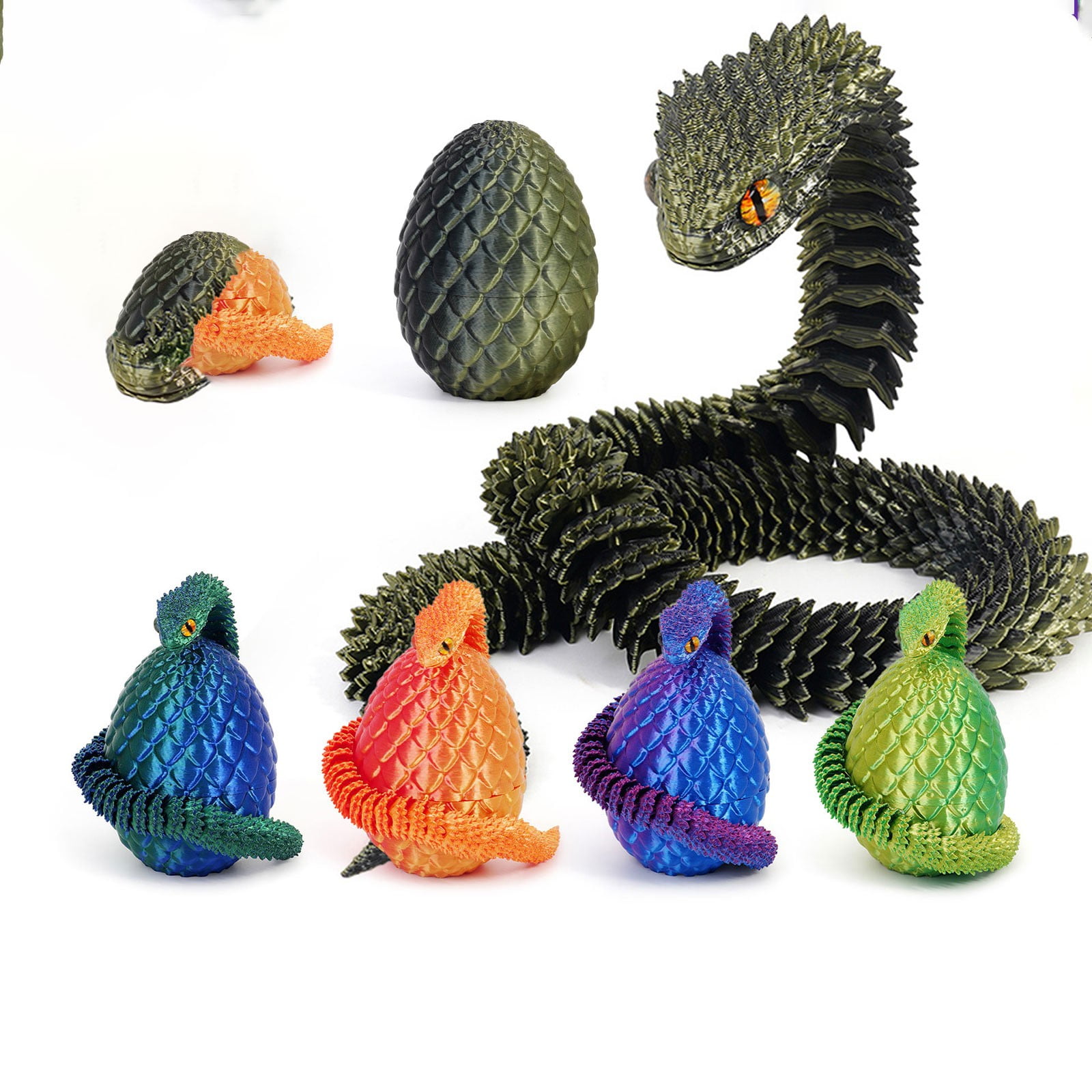 3D Printed Dragon Eggs with 11.8in Dragon Inside,Mystery Egg Set Articulated Fidget Ornament,Home Office Decor Executive Desk Gifts