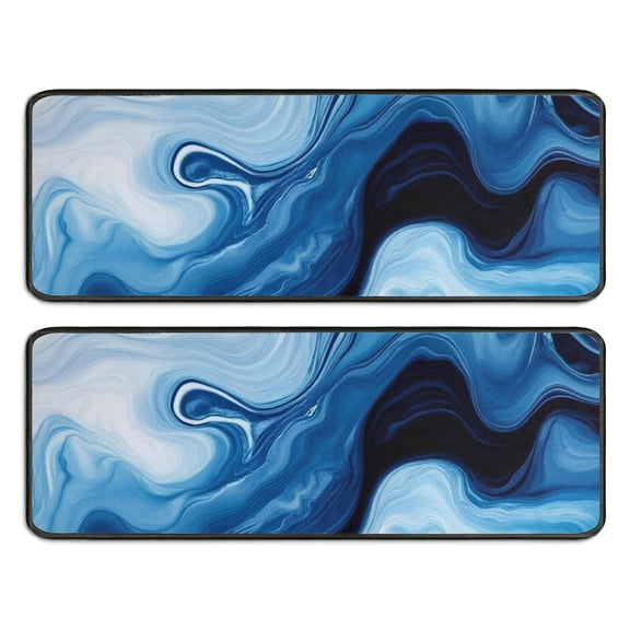 Kitchen Rugs Sets Of 2,Light Blue Marble Flow Pattern Anti Fatigue Kitchen Mat Rugs Non Slip Washable,Decorative Kitchen Floor Mats for Kitchen,Sink,Laundry,17"x47" 17"x47"