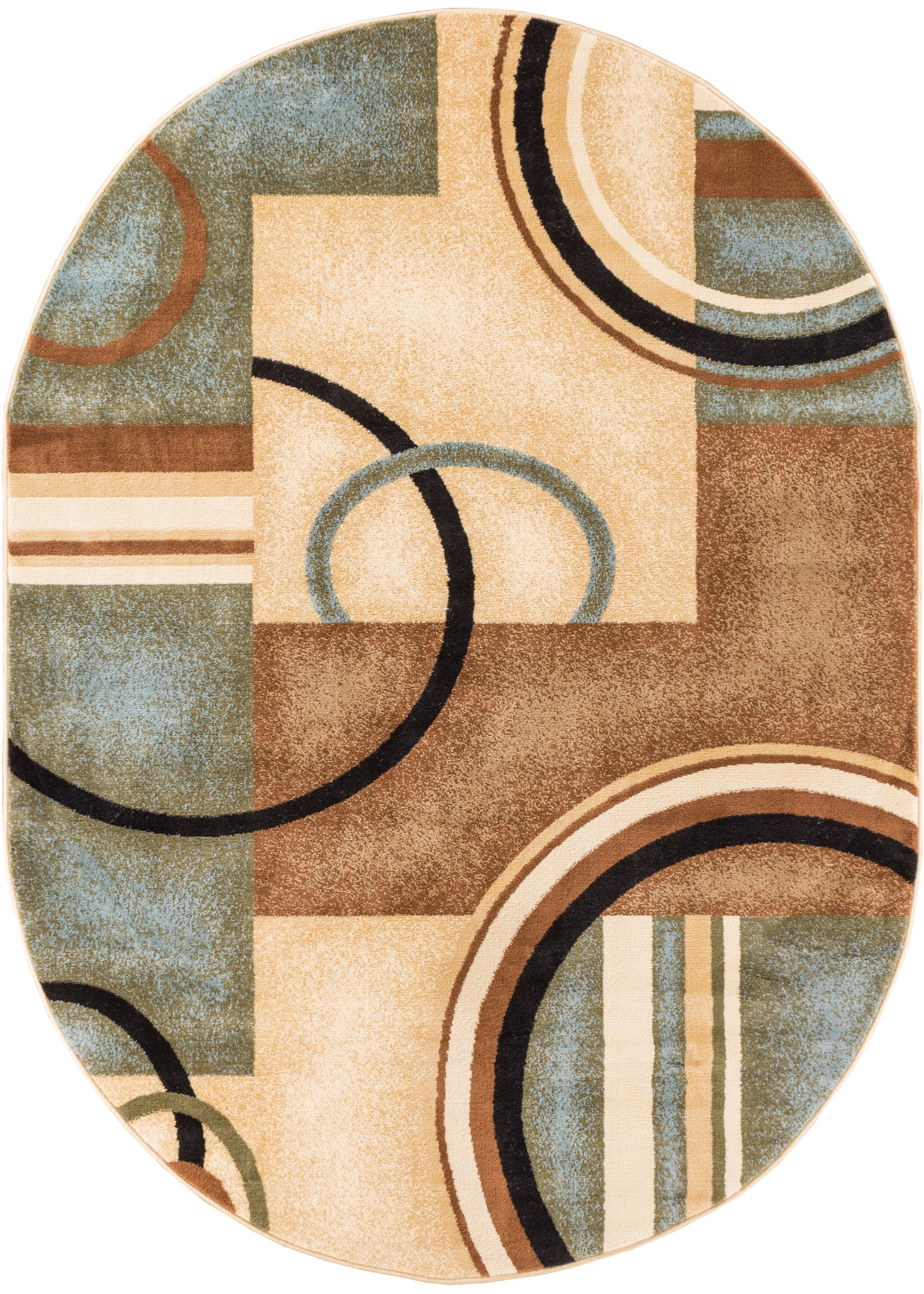 Deco Rings Light Blue Geometric Modern Casual Area Rug ...
