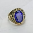 thumbnail image 2 of PAURO Men's Stainless Steel Oval Gemstone Rings Gold Plated Cut Blue Crystal Zircon Statement Ring Size 8, 2 of 5