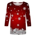 thumbnail image 4 of Camisas Navideñas Para Mujer Moda Blusa de Manga Tres Cuartos Cuello Redondo Casual Chriatmas Impreso Tops Odeerbi ODB200479, 4 of 5
