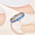 thumbnail image 4 of 4mm Tungsten Rings for Women Blue Opal Inlay Wedding Rings Polished Band Size 5-10, 4 of 5