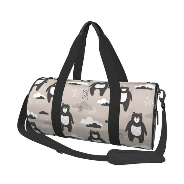 Balery Cartoon Bear Brown Bolsa de Gimnasio para Mujeres y Hombres, Bolsa de Viaje Impermeable, Bolsa de Fin de Semana con Compartimento para Zapatos y Bolsillo Húmedo