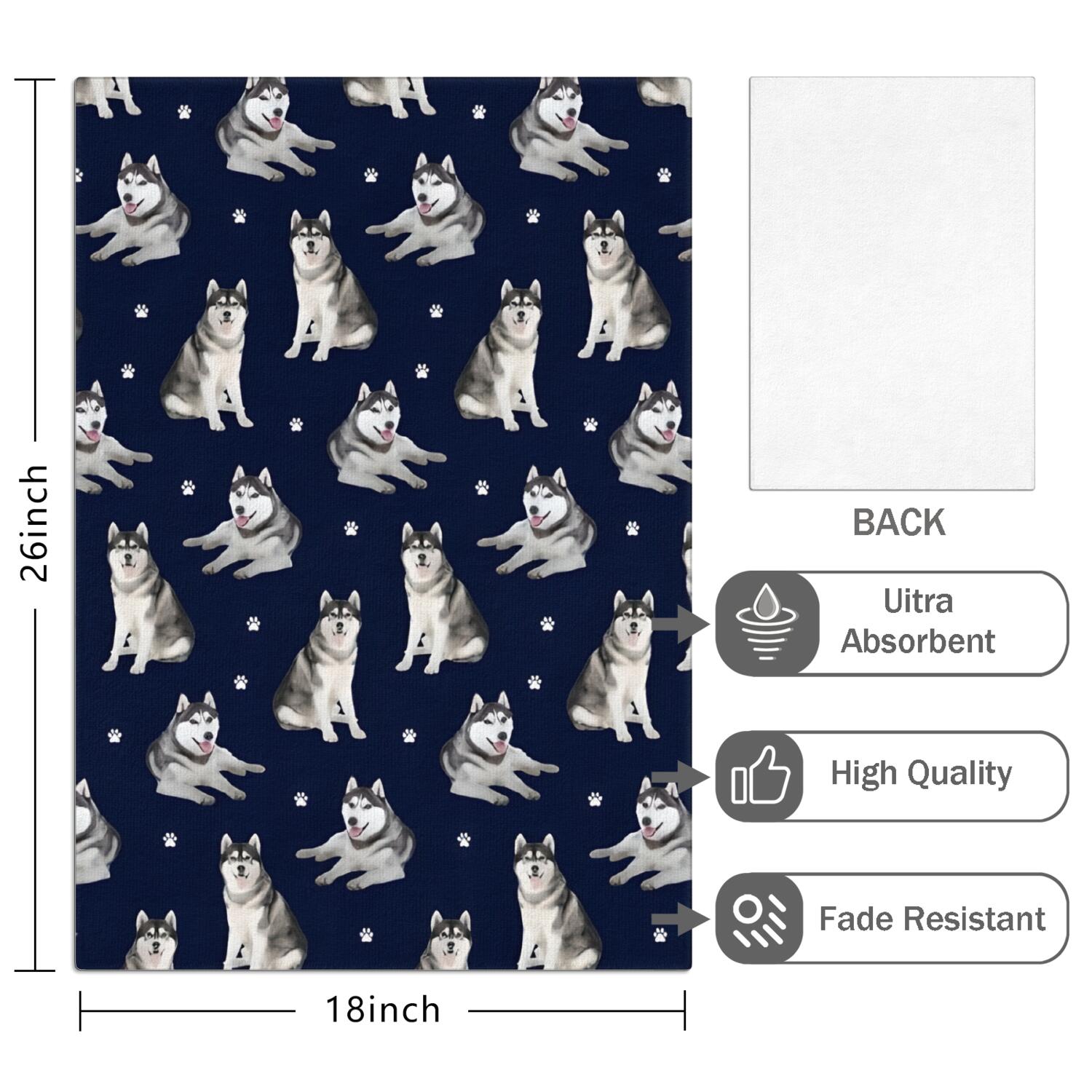 6 Pcs Funny Kitchen Towels,Siberian Husky Microfiber Dish Towels,Kitchen Tea Towels,Kitchen Towel Set (18" X 26")