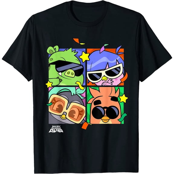 Angry Birds Mystery Island Grid T-Shirt , Vintage T-Shirt