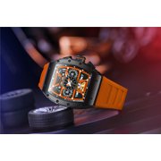GUANQIN Men Automatic Wrist Watch Skeleton Tourbillon Tonneau Design Waterproof Adjustable Silicone Strap Business Luminous Sapphire Crystal Multifunction Clock