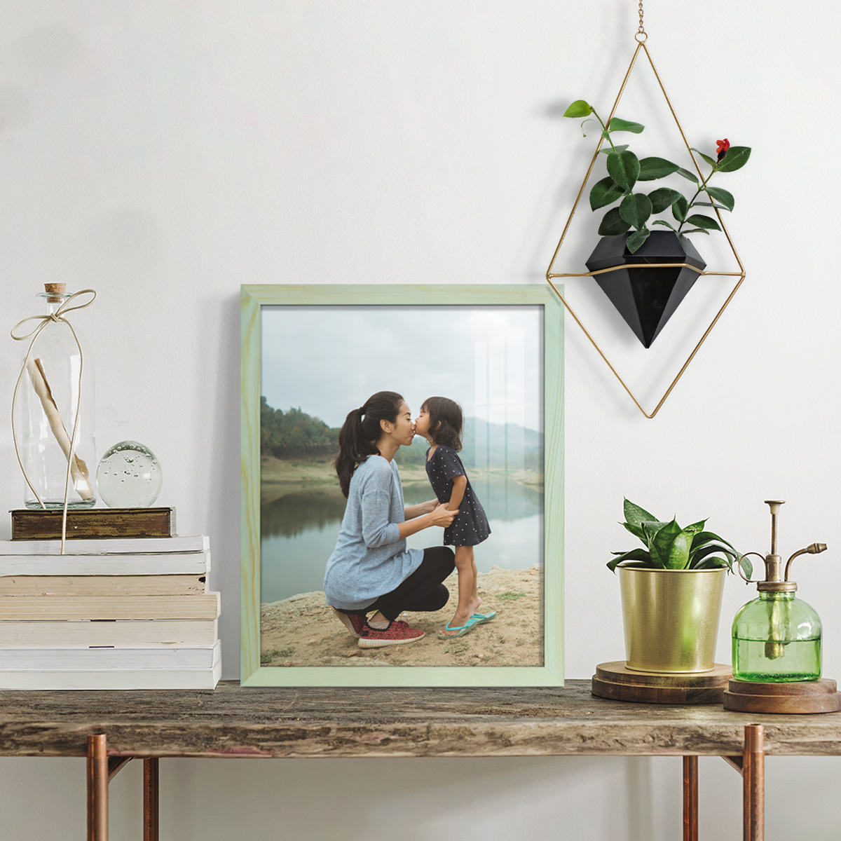 11x14 Wood Grain Picture Frame - Seafoam Green