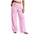 thumbnail image 3 of Women's Wide Leg Sweatpants with Pockets Polka Dot Baggy Side Drawstring Athletic Lounge Pants, 3 of 6