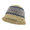 thumbnail image 1 of Sombrero de paja con circunferencia de 56-58 cm, sombrero de verano para mujer, parasol, protector solar, sombrero para el sol junto al mar, sombrero de pescador hueco y transpirable, 1 of 5