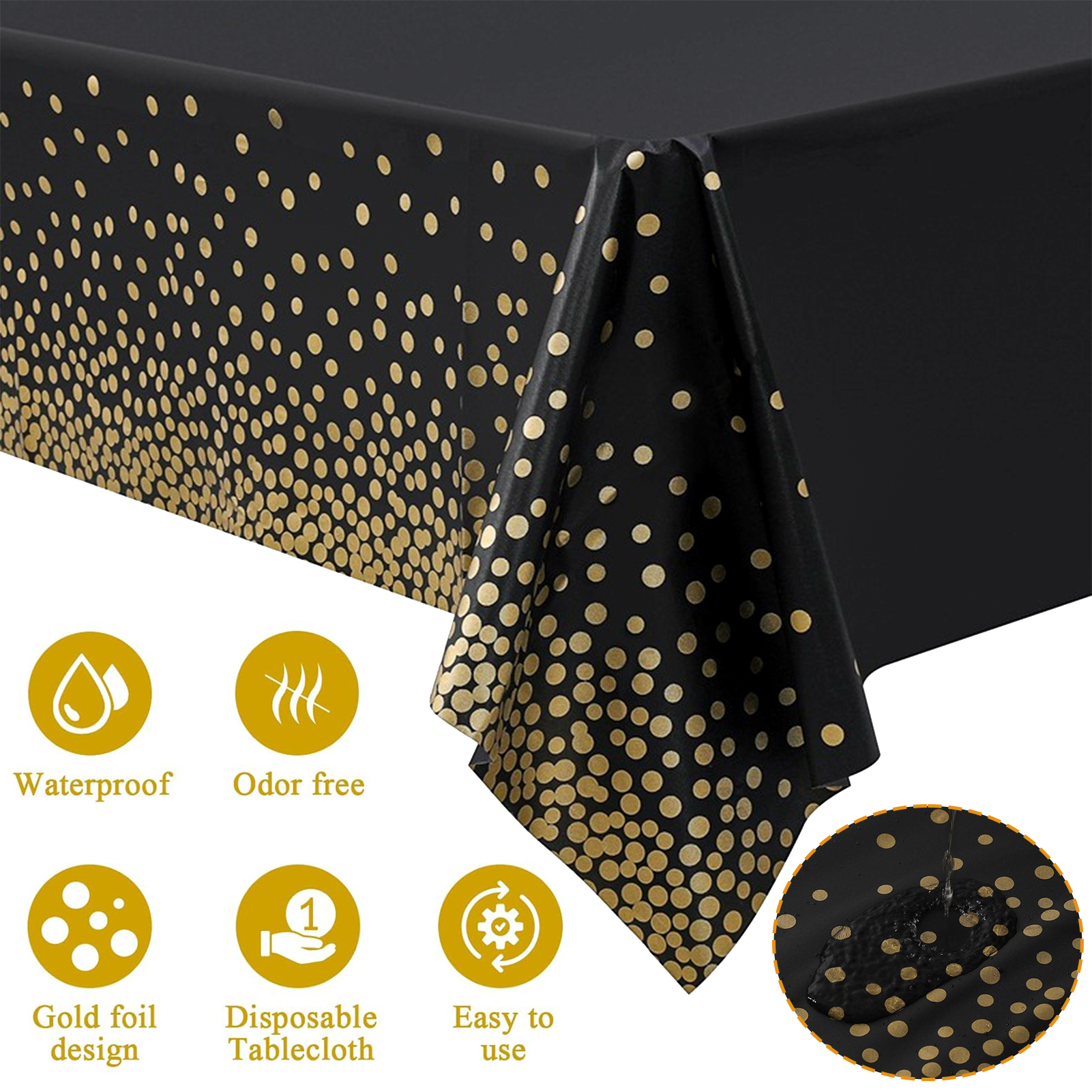 VETPW 201-Piece Black and Gold Tableware Party Set photo 2