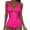 Hot Pink, variant on Women's Tummy Control Swimsuits Mesh Flattering One Piece Push Up High Waisted Bathing Suits Slimming V Neck Swimwear Red S