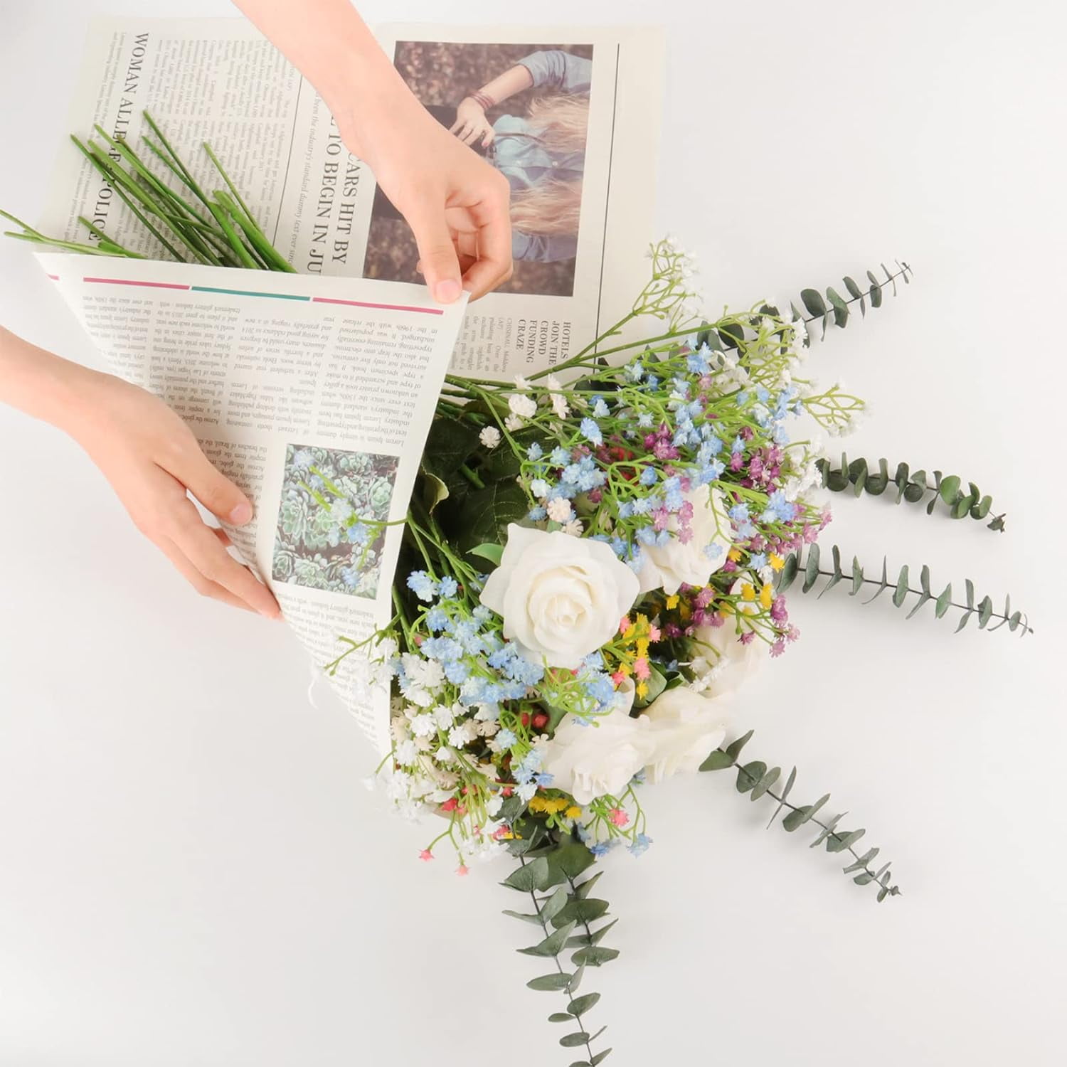 30 PCS Babys Breath Artificial Flowers Fake Babys Breath Flowers Artificial Bulk White Gypsophila Bouquets Real Touch Faux Flowers for Wedding Floral Arrangement Party Home Decoration