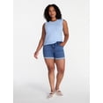 thumbnail image 2 of Time and Tru Women's Mid Rise Roll Cuff Denim Shorts, 4" Inseam, Sizes 0-20, 2 of 6