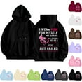 thumbnail image 4 of Cancer Awareness Ladies Long Sleeve Letter Print Hooded Pullover Sweatshirt for Everyday Comfort Support, 4 of 8