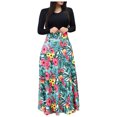 thumbnail image 1 of PVCS Robe Maxi pour Femmes d'Été à Manches Longues, Décontractée, à Imprimé Floral, Col Rond, à Empiècements, 1 of 6