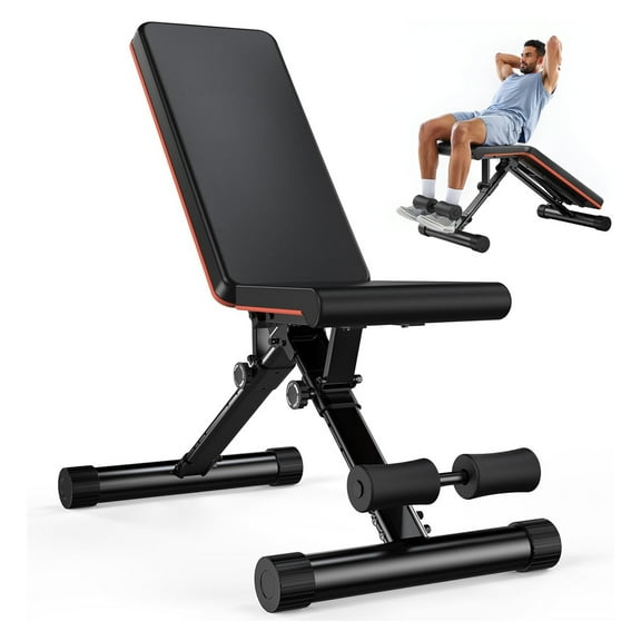 Simenmax Adjustable Weight Bench for Home Gym, 9-Position Incline/Decline, Foldable, Heavy Duty Workout Bench for Full Body Training (Chest, Legs, Abs, Dumbbell Exercises)