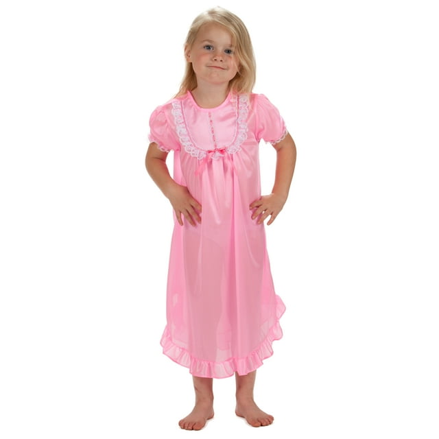 Solid Colors Short Sleeve Traditional Nightgown For Girls 4 14