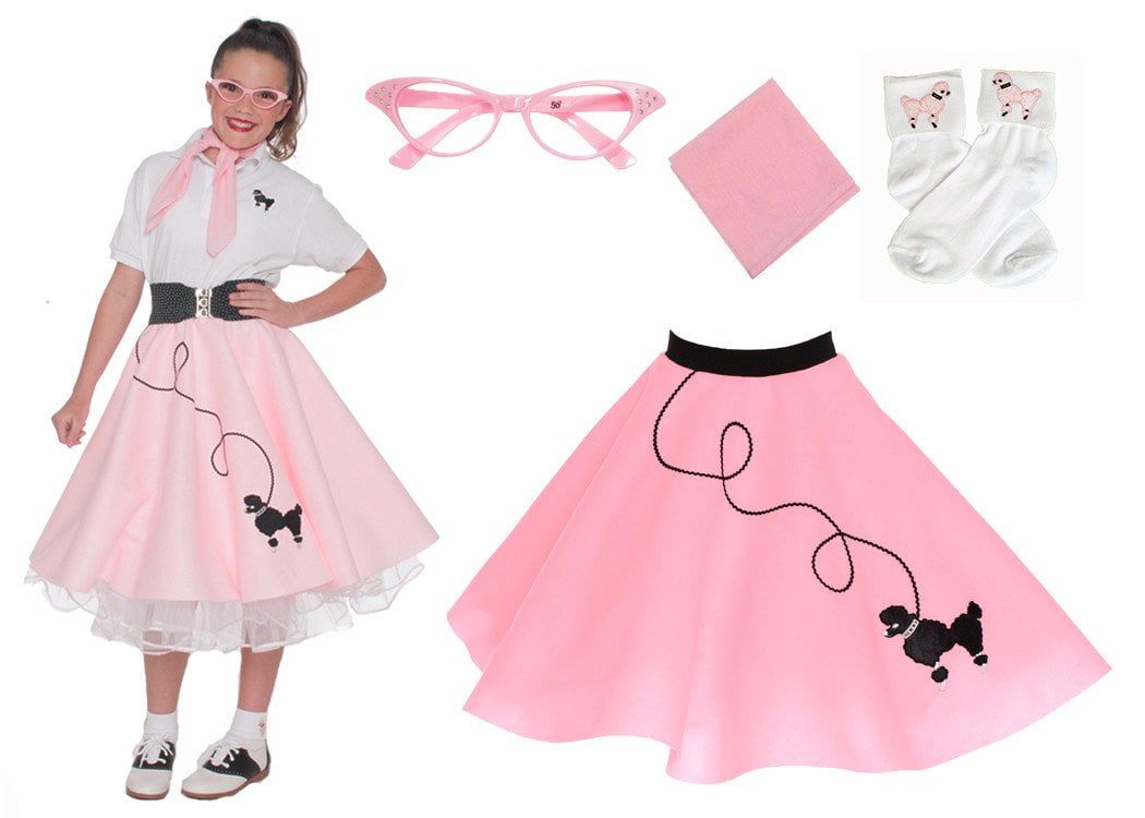 Hip Hop 50s Shop 3 pc Toddler Poodle Skirt Outfit Halloween or Dance Costume 