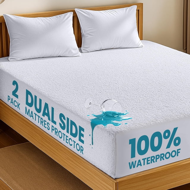 Protector de colchón impermeable de doble cara Utopia Bedding King, paquete de 2