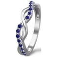 thumbnail image 3 of Twisted Vine Style Blue Sapphire Wedding Band in 14K White Gold Finish, 3 of 3