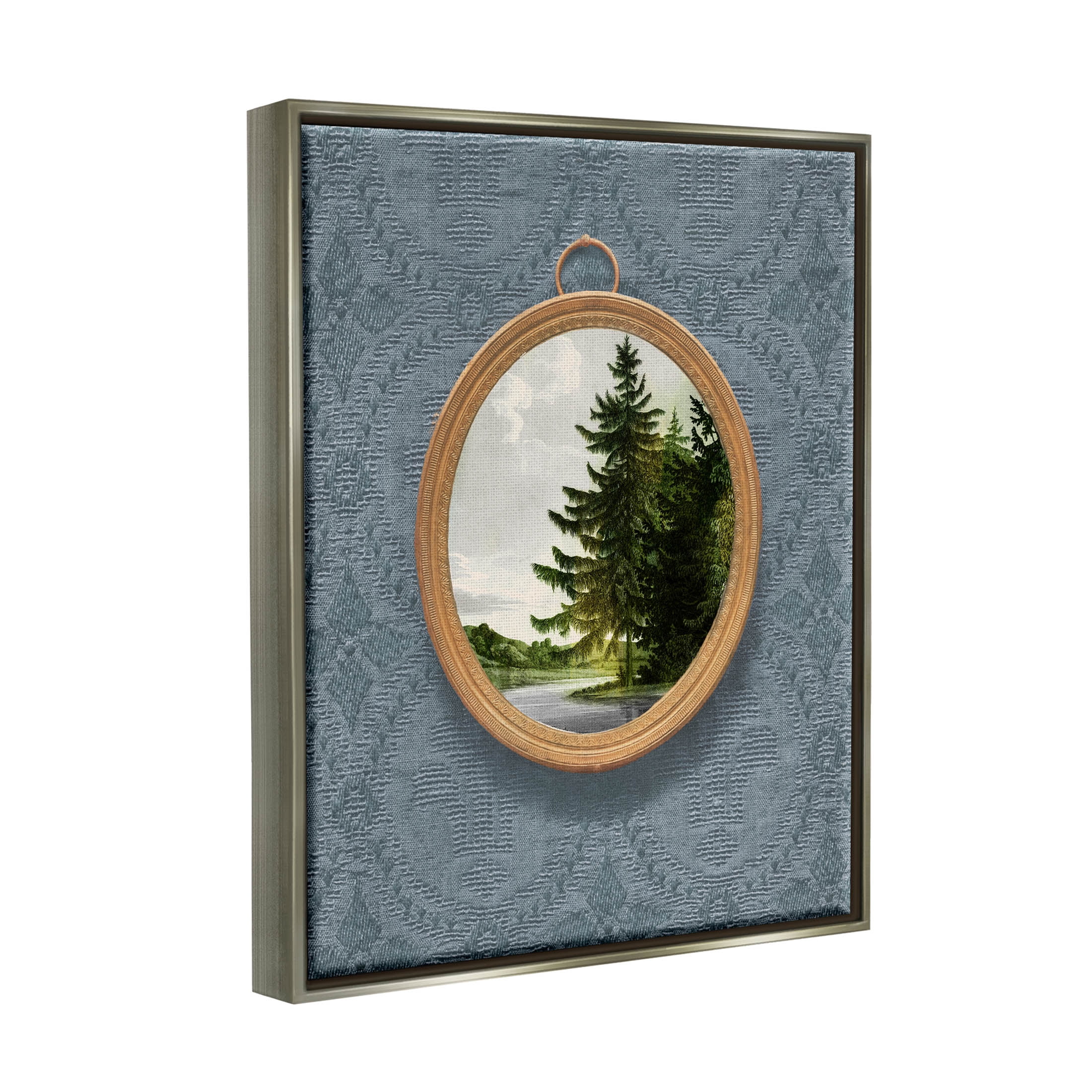 Tree Scene View Vintage Pattern Landscape Graphic Art Luster Gray Framed Art Print Wall Art