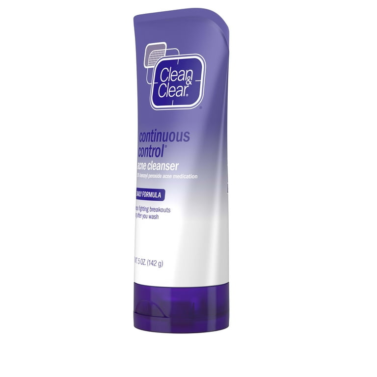 Clean Clear Continuous Control Benzoyl Peroxide Acne Face Wash 5 oz