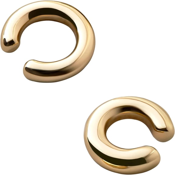 DESIGNICE 14K Gold Plated Ear Cuffs for Women Non Piercing Chunky Round Huggie Hoops Cuff Earrings Clip on Cartilage Wrap Fashion Jewelry Charms Christmas Valentine'S Day Birthday Minimalist Gift
