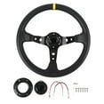 thumbnail image 2 of 14in Car Racing Steering Wheel PVC Aluminum Universal Carbon Fiber Look Auto Sport Drifting Deep Dish Steering Wheel with Horn Button for 6 Hole Hub Adapter, 2 of 7