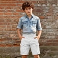 thumbnail image 2 of XXWXYD Boys Cargo Shorts Teen Boys Cargo Athleti𝖼 Shorts Elastic Waist Cotton Bermud𝖺 Shorts with Pockets Kids Baggy Casual Wide Leg Summer Clothes, 2 of 8