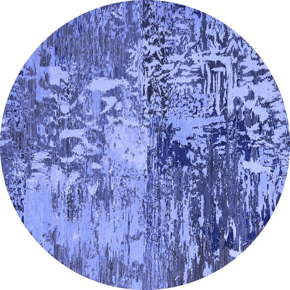 Ahgly Company Indoor Round Abstract Blue Modern Area Rugs, 3' Round