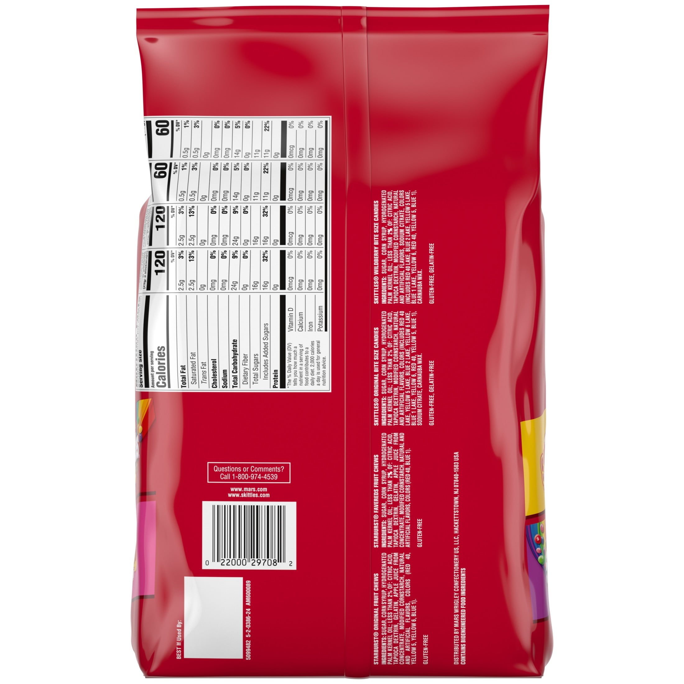 (4 pack) Skittles & Starburst Fun Size Chewy Candy Variety Bag - 32.28 oz Jumbo pack
