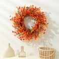 thumbnail image 4 of 18" Halloween Wreath - Black & Orange Artificial Thorn Vine for Front Door/Gate (Battery-Powered LED Bats, Style G), 4 of 6