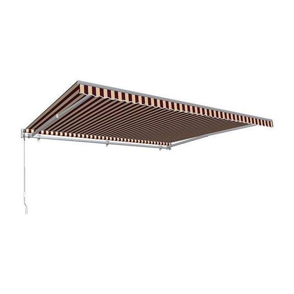 Awntech MTL20-US-BT 20 ft. Maui Left Motor with Remote Retractable Awning, Burgundy & Tan - 120 in.