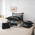 thumbnail image 6 of Manfei Rustic Deer Silhouette Bedding Comforter Set 7pcs, Teal Old Barn Door King Bedding Sets, Botanical Pine Tree Bed Sheets, Lightweight Room Decor, 6 of 8