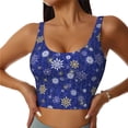 thumbnail image 1 of Fotbe Golden Snowflakes Royal Blue Sujetador Deportivo Largo sin Aros para Mujer con Almohadillas y Soporte Medio, Transpirable y Absorbente, Camiseta Tipo Chaleco o Tank Top-Large, 1 of 8