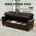 thumbnail image 6 of LeChapitre Faux Leather Sofa with Storage Seats, Classic 3-Seater Couch with Nailhead Trim (Dark Brown), 6 of 7