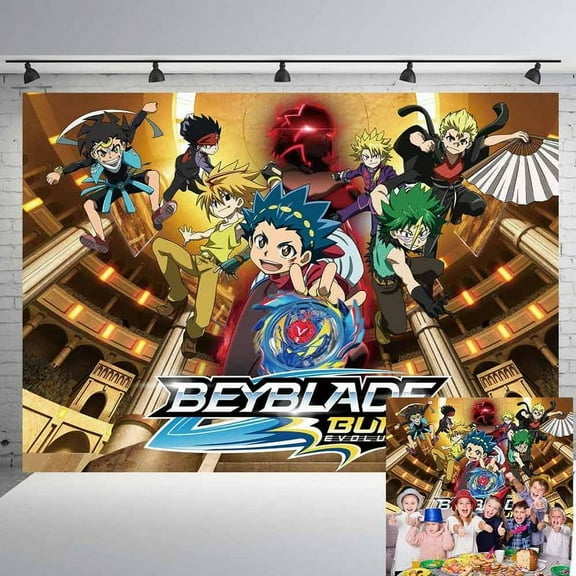 Beyblade Party Supplies Banner Backdrop Poster Movie Theme Background for Photography Kids Birthday Decorations