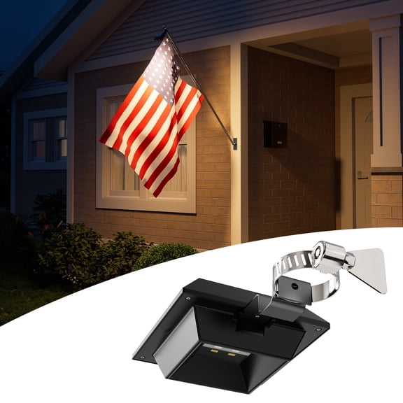 Yinghao Solar Flag Pole Light Outdoor Waterproof Top Mounted Flagpole Lights for Outside House, Garden, Yard, Porch, Lighting up 10 Hours (Warm White)