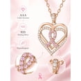 thumbnail image 4 of TANGPOET 925 Sterling Silver Heart Pendant Necklace for Women, Rose Gold Plated Pink White Zircon Jewelry, 4 of 5