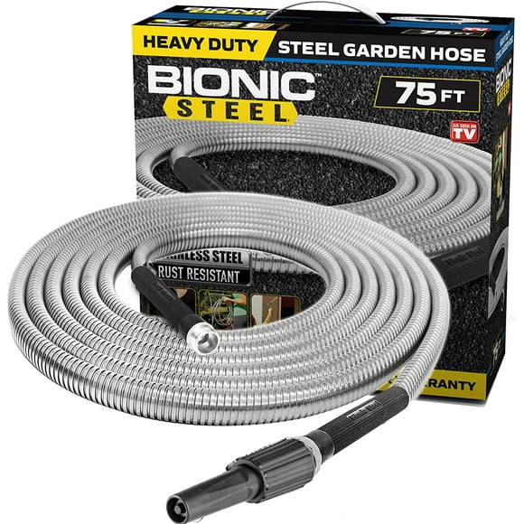Bionic Steel Garden Hose 304 Stainless Steel Metal Water Hose Crush Resistant Hose 75Ft